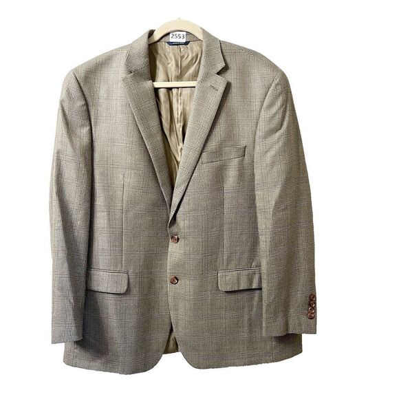 Ralph Lauren Men Brown Blazer 46R Tweed Plaid Wool Single Breast Silk Sport Coat - Picture 1 of 10